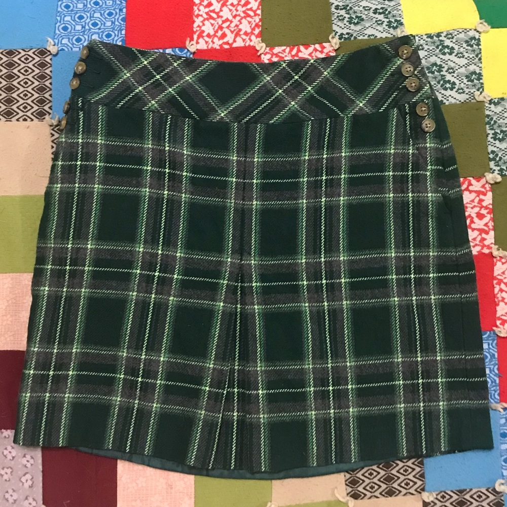 Ann Taylor Petites Skirt Green Plaid size 6